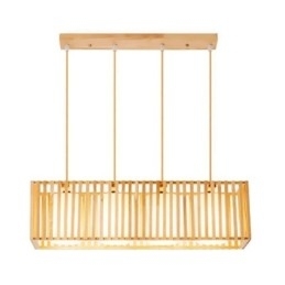 Luminária pendente minimalista em forma de gaiola de madeira
