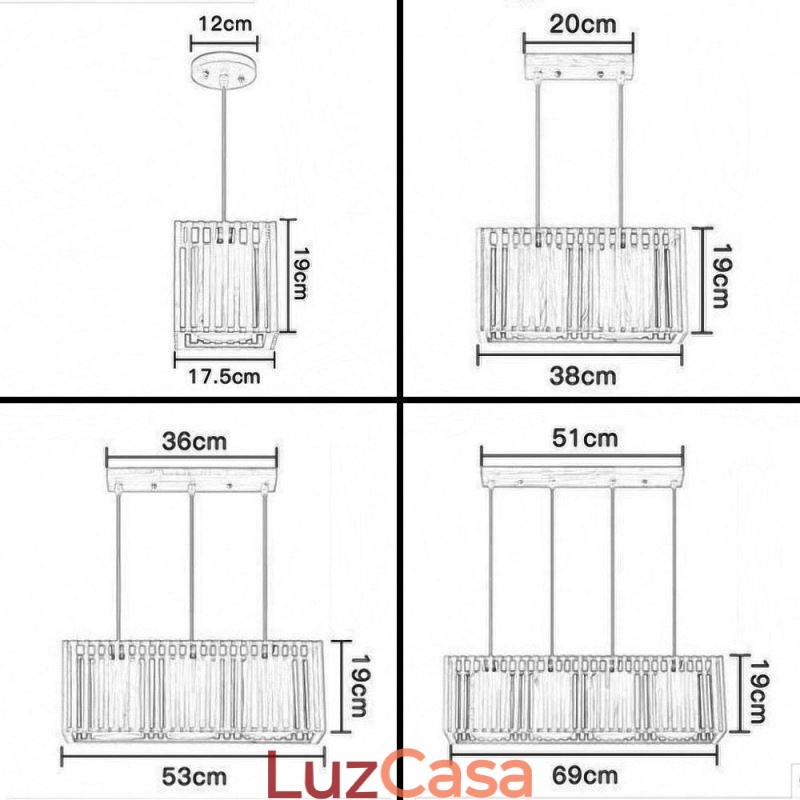 Luminária pendente minimalista em forma de gaiola de madeira