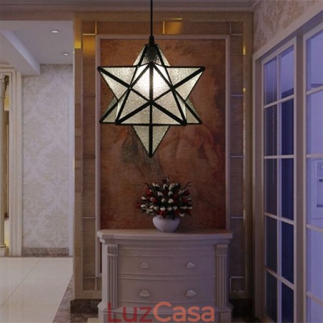 Luminária pendente de vidro colorido europeu Luminária pendente criativa de estrela Luminária pendente de vidro colorido europeu Luminária pendente criativa de estrela