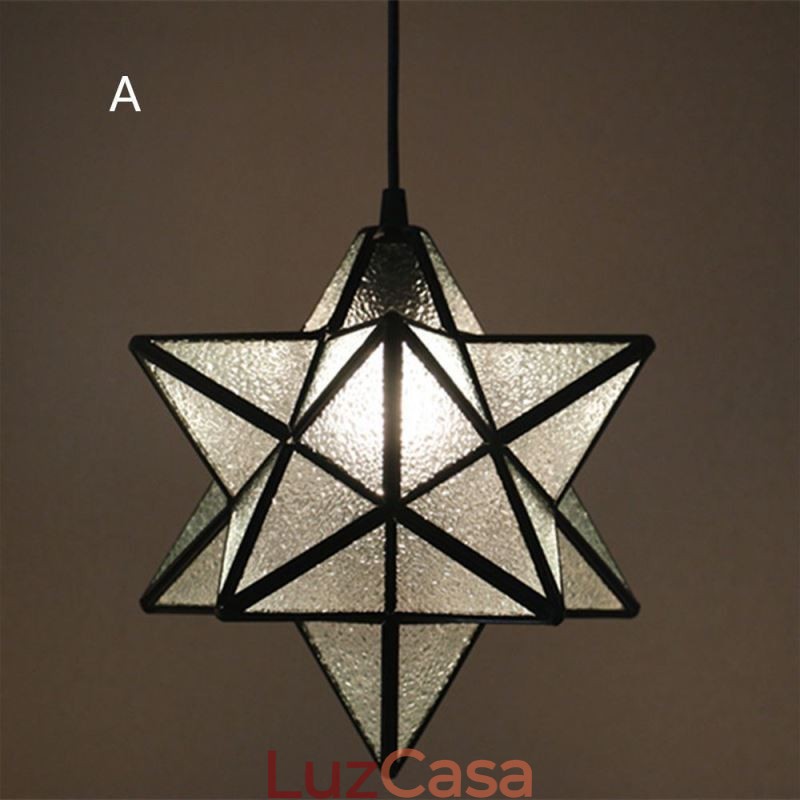 Luminária pendente de vidro colorido europeu Luminária pendente criativa de estrela