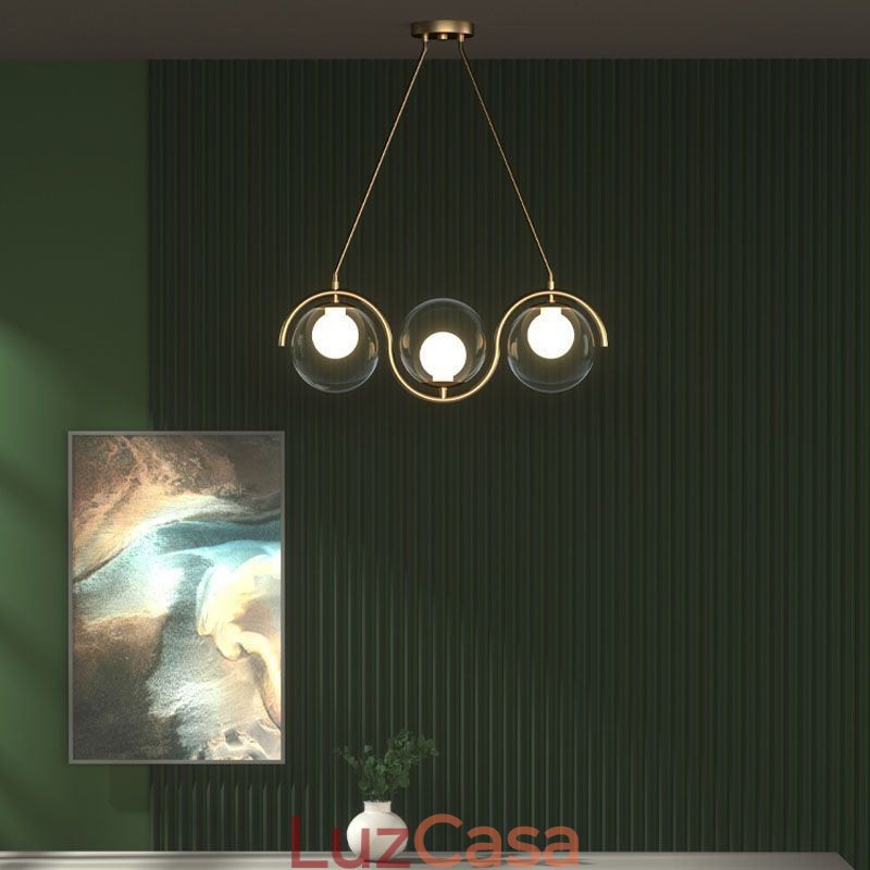 Luminária pendente moderna de globo de vidro Luminária minimalista