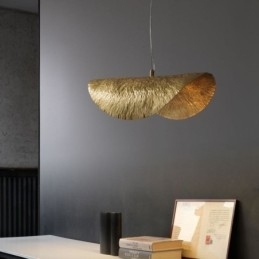 Luminária pendente de latão moderna e minimalista com folha de lótus no teto