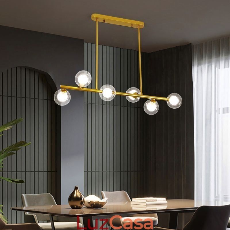Lustre Globo de Vidro Tipo Horizontal Pendente Luz
