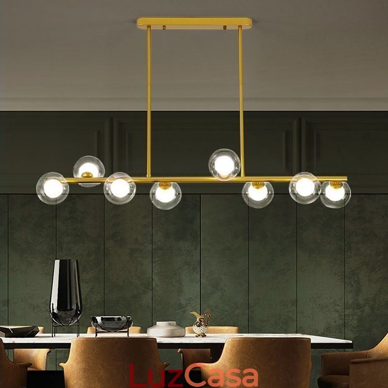 Lustre Globo de Vidro Tipo Horizontal Pendente Luz