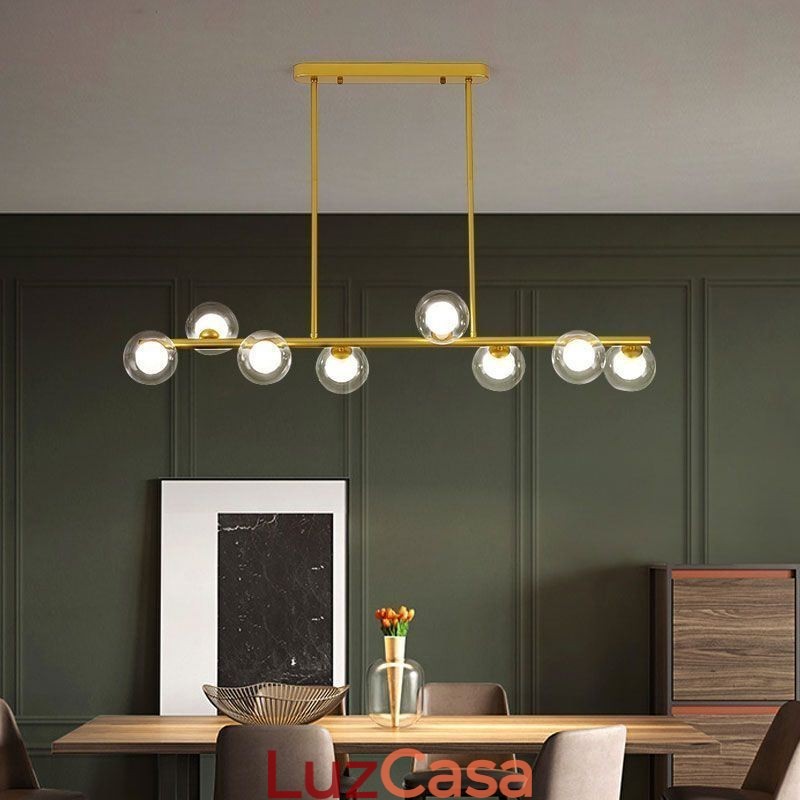 Lustre Globo de Vidro Tipo Horizontal Pendente Luz