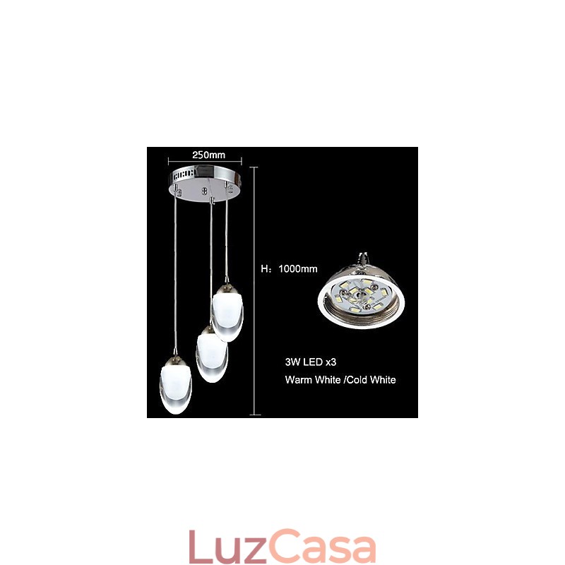 Lustre moderno contemporâneo tradicional clássico country de vidro cromado com pingente de luz
