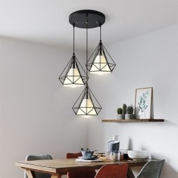 Luminária pendente em formato de diamante, luminária decorativa minimalista moderna