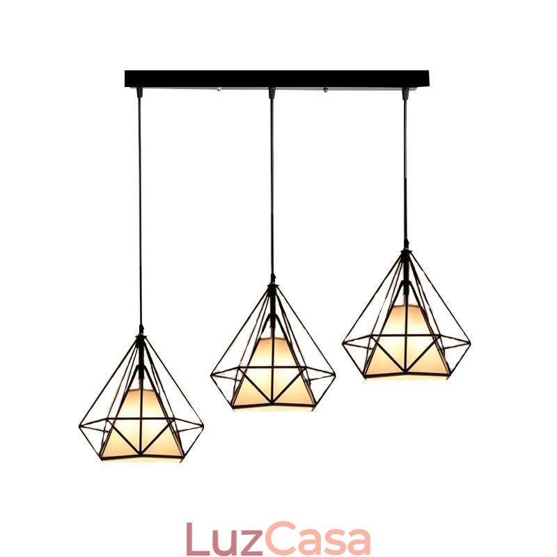 Luminária pendente em formato de diamante, luminária decorativa minimalista moderna