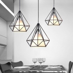 Luminária pendente em formato de diamante, luminária decorativa minimalista moderna