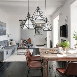 Luminária pendente em formato de diamante, luminária decorativa minimalista moderna