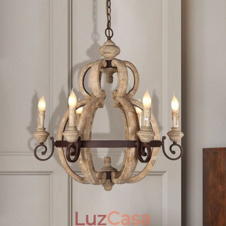 Luminária pendente de madeira Nordic Retro Luminária de teto