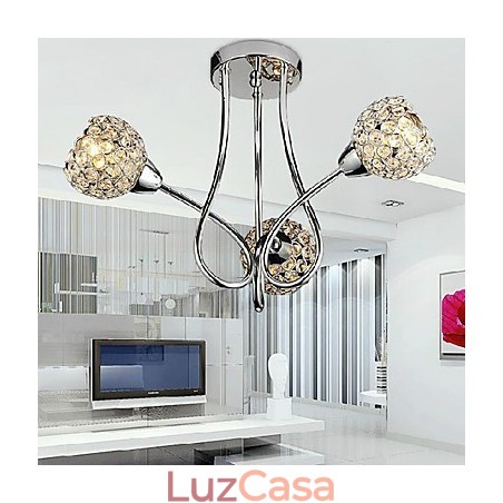 Luminária de embutir moderna e brilhante com 3 luzes em design de cristal Luminária de embutir moderna e brilhante com 3 luzes em design de cristal
