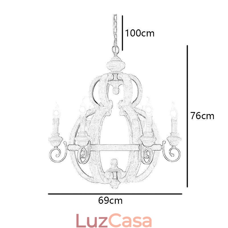 Luminária pendente de madeira Nordic Retro Luminária de teto