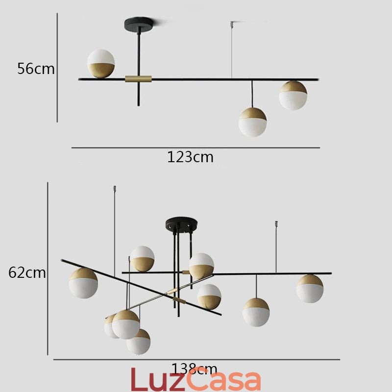 Lustre de teto com bola de vidro