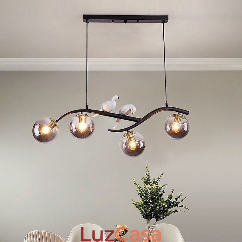 Luminária pendente moderna minimalista com 4 lâmpadas, luz decorativa