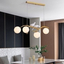 Luminária pendente moderna minimalista com 4 lâmpadas, luz decorativa