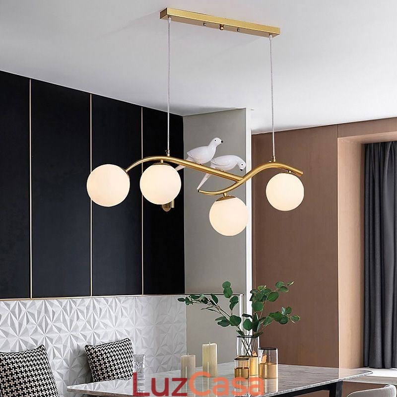 Luminária pendente moderna minimalista com 4 lâmpadas, luz decorativa