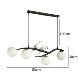 Luminária pendente moderna minimalista com 4 lâmpadas, luz decorativa