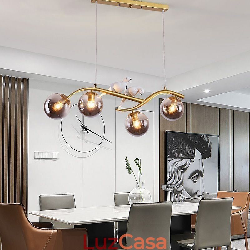 Luminária pendente moderna minimalista com 4 lâmpadas, luz decorativa