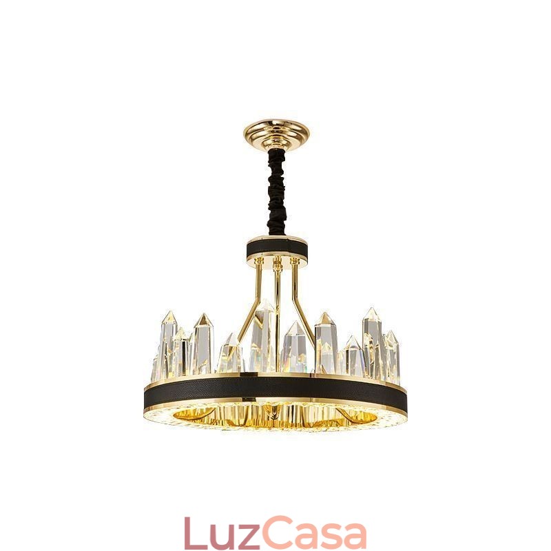 Luminária pendente de cristal moderna, luminária de teto em formato de círculo de cristal