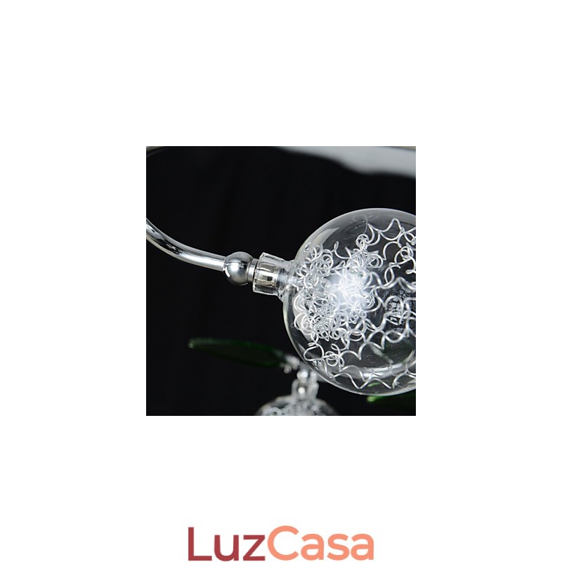 Lustre 6 Luzes Country Alumínio Vidro Cromado