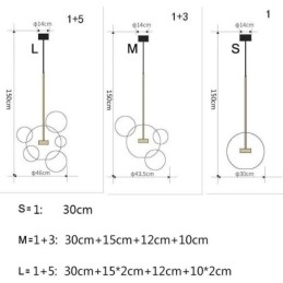 Luminária pendente de vidro bolha teto luz gradiente verde lâmpada
