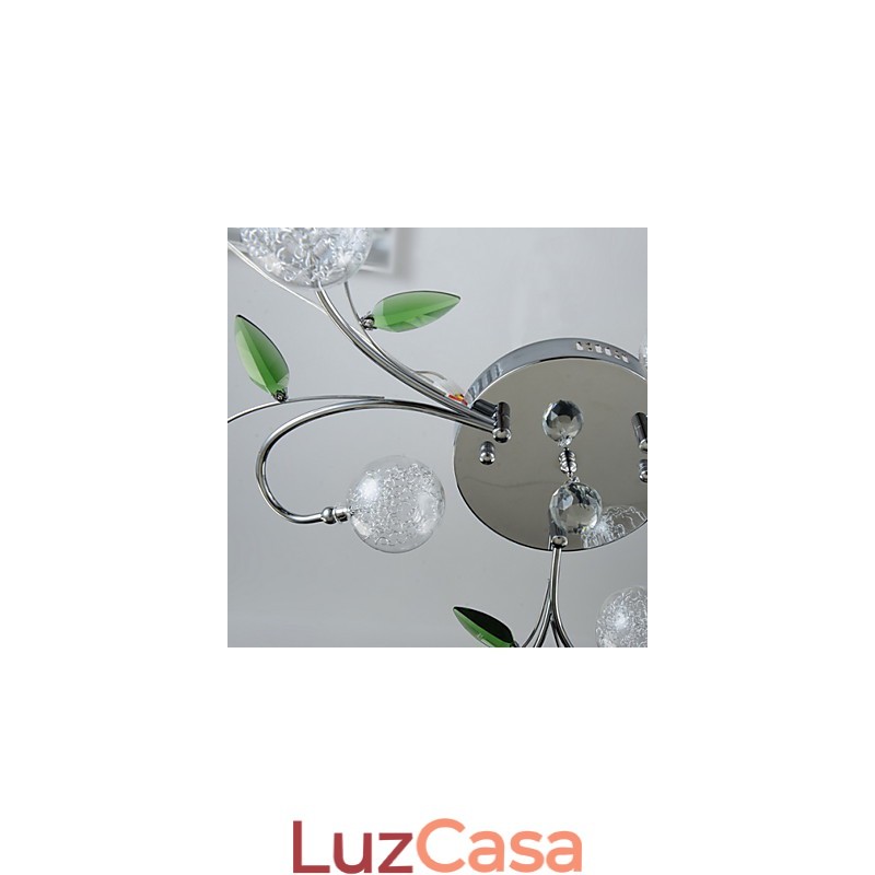 Lustre 6 Luzes Country Alumínio Vidro Cromado