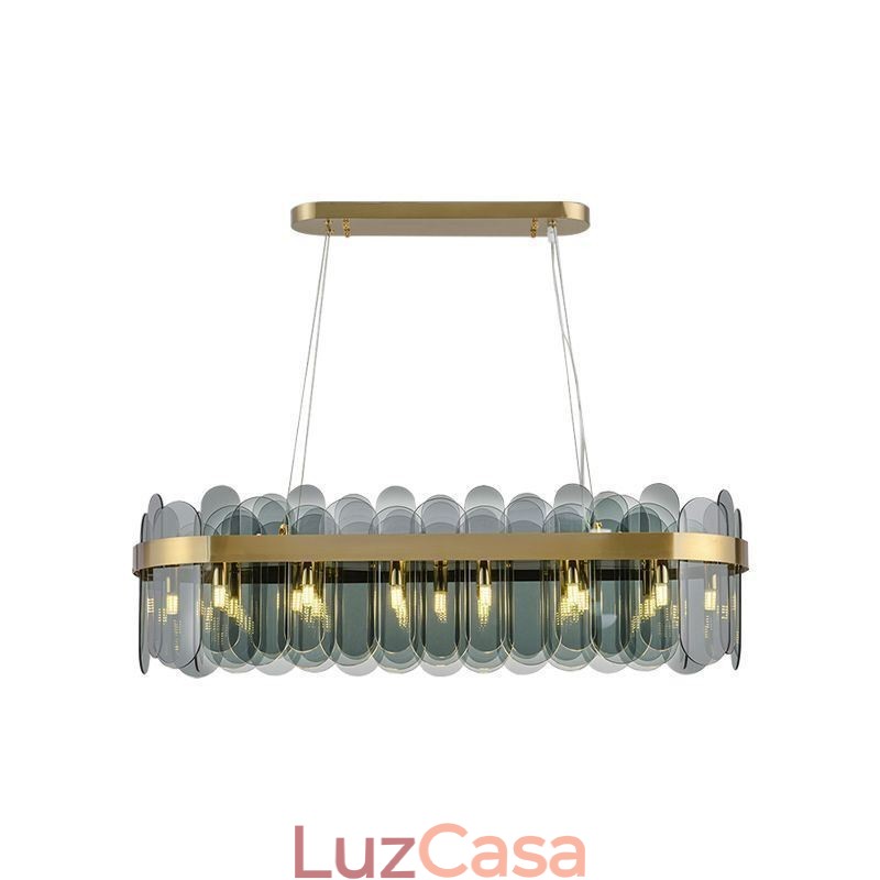 Luminária pendente de vidro minimalista, cor única, retangular, ilha de luz de teto