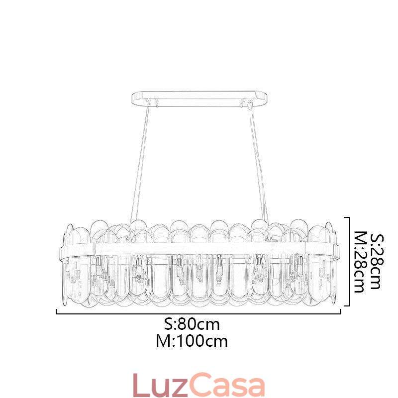 Luminária pendente de vidro minimalista, cor única, retangular, ilha de luz de teto