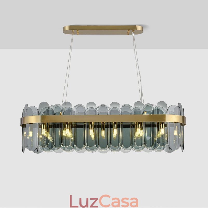 Luminária pendente de vidro minimalista, cor única, retangular, ilha de luz de teto