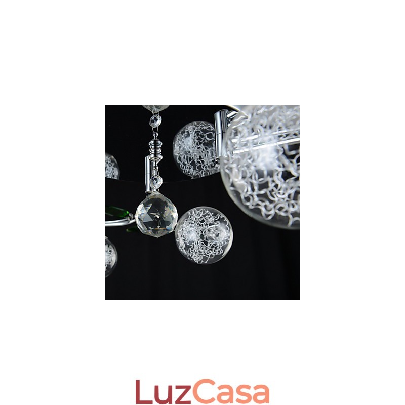 Lustre 6 Luzes Country Alumínio Vidro Cromado