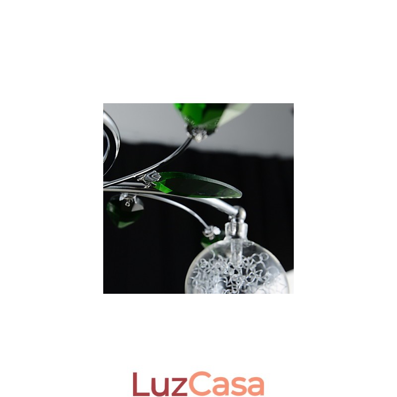 Lustre 6 Luzes Country Alumínio Vidro Cromado