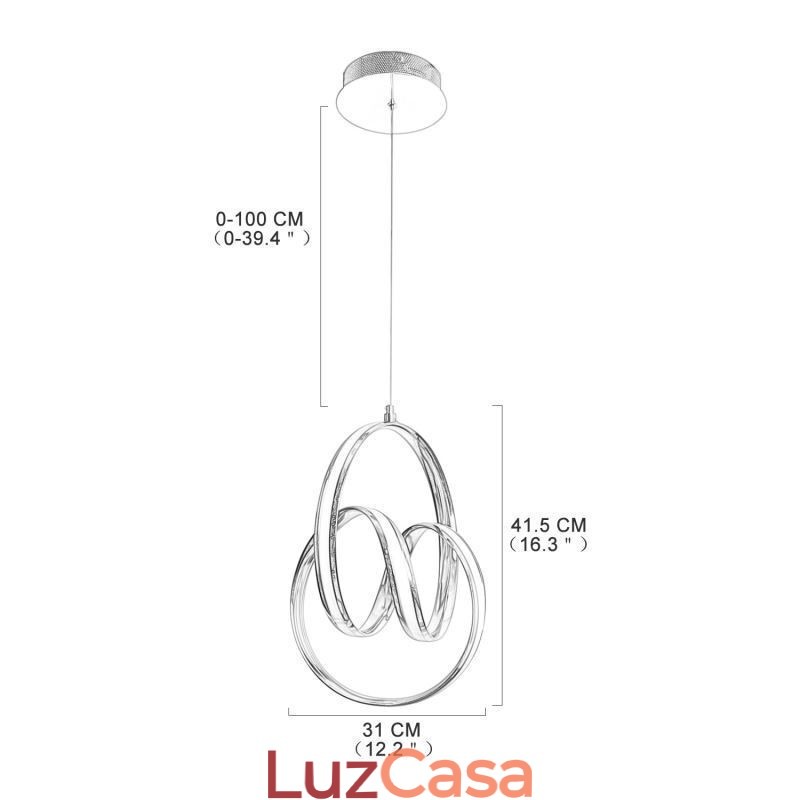 Luminária pendente minimalista moderna com torção circular única e luminária de ilha