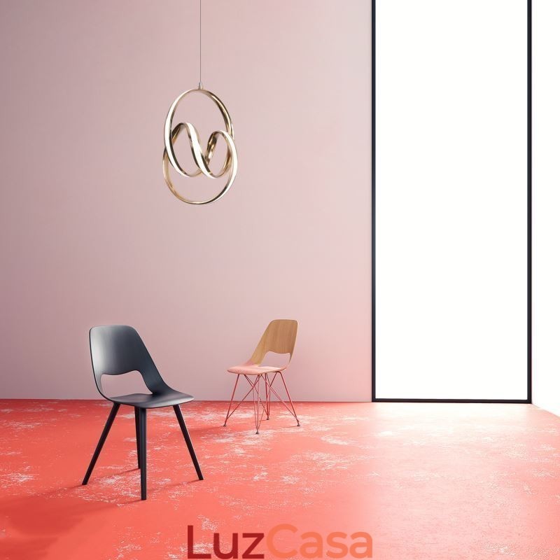 Luminária pendente minimalista moderna com torção circular única e luminária de ilha