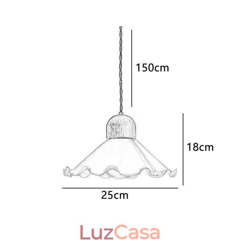 Luminária pendente moderna de vidro com renda, luminária pendente de cabeça única