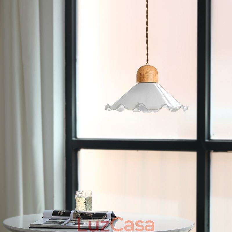 Luminária pendente moderna de vidro com renda, luminária pendente de cabeça única