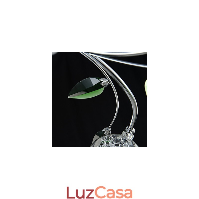 Lustre 6 Luzes Country Alumínio Vidro Cromado