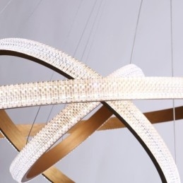 Luminária pendente moderna acrílica 3 anéis lâmpada 80+60+40cm