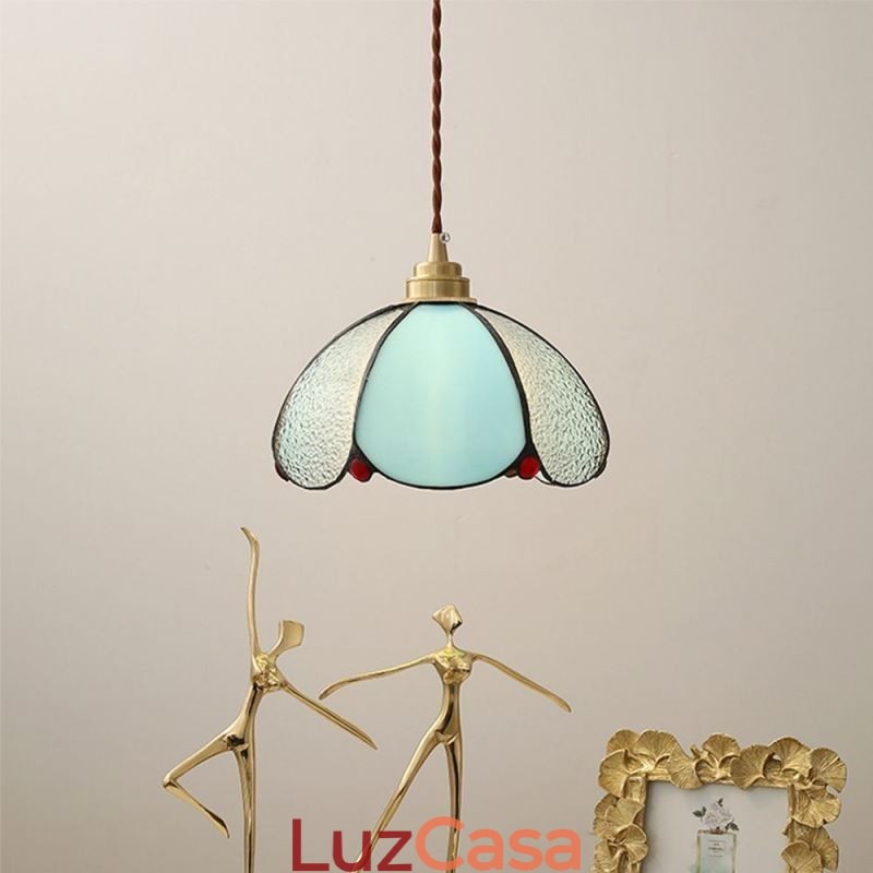 Luminária pendente minimalista de vidro com pétalas, luminária pendente de vidro de cabeça única