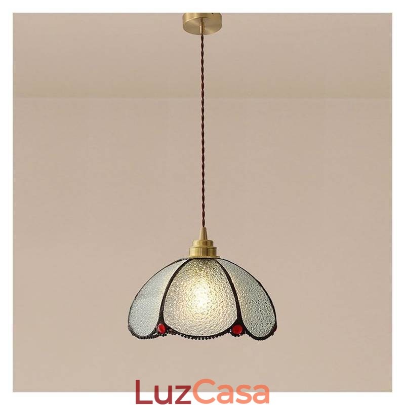 Luminária pendente minimalista de vidro com pétalas, luminária pendente de vidro de cabeça única