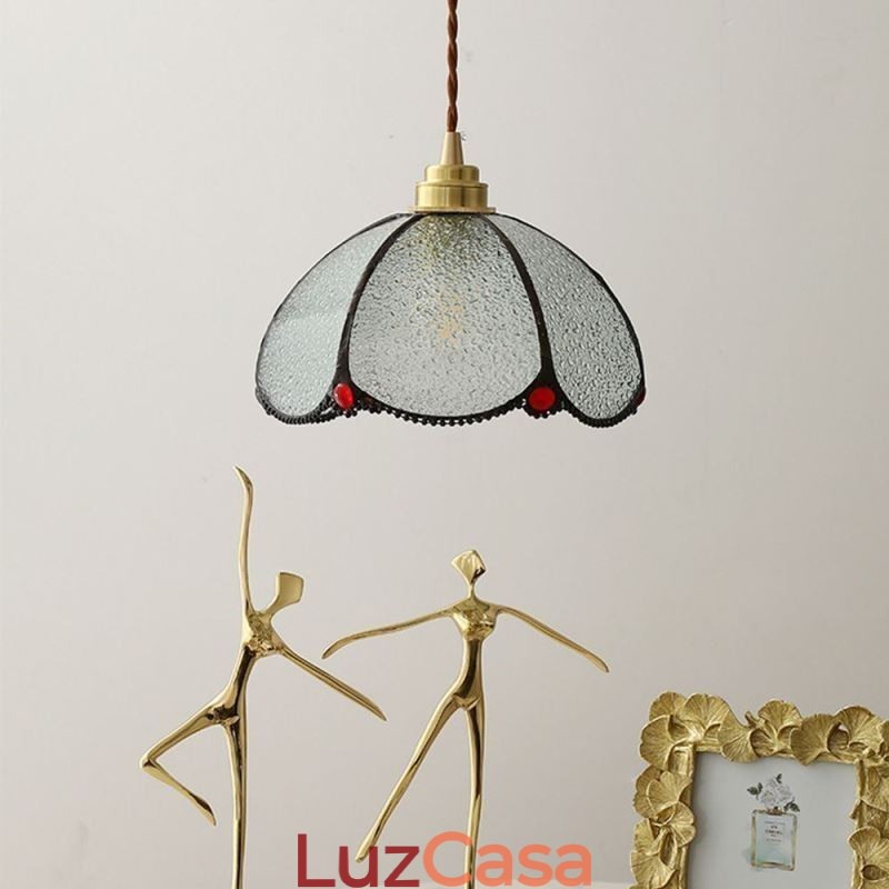 Luminária pendente minimalista de vidro com pétalas, luminária pendente de vidro de cabeça única
