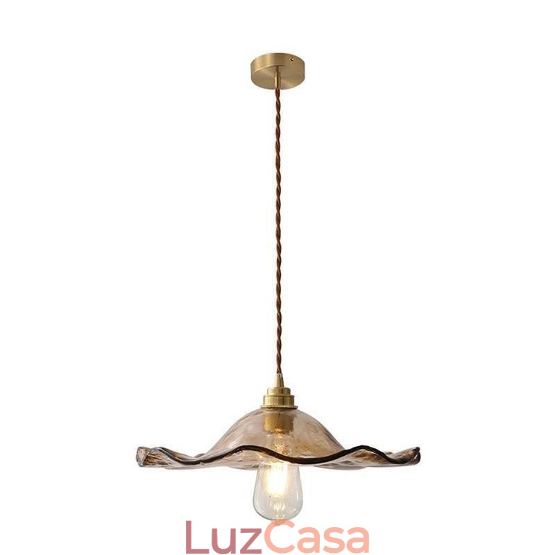 Luminária pendente de vidro com folha de lótus Luminária decorativa criativa