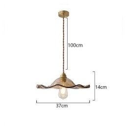 Luminária pendente de vidro com folha de lótus Luminária decorativa criativa