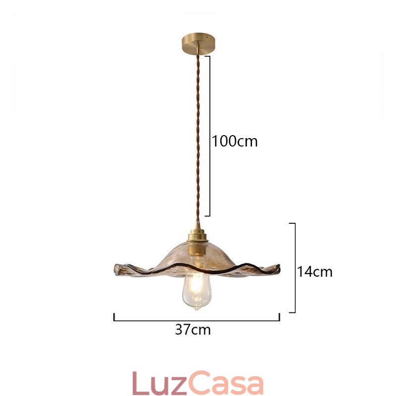 Luminária pendente de vidro com folha de lótus Luminária decorativa criativa