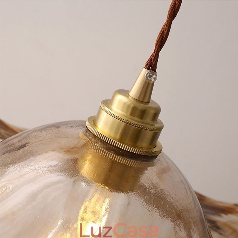 Luminária pendente de vidro com folha de lótus Luminária decorativa criativa