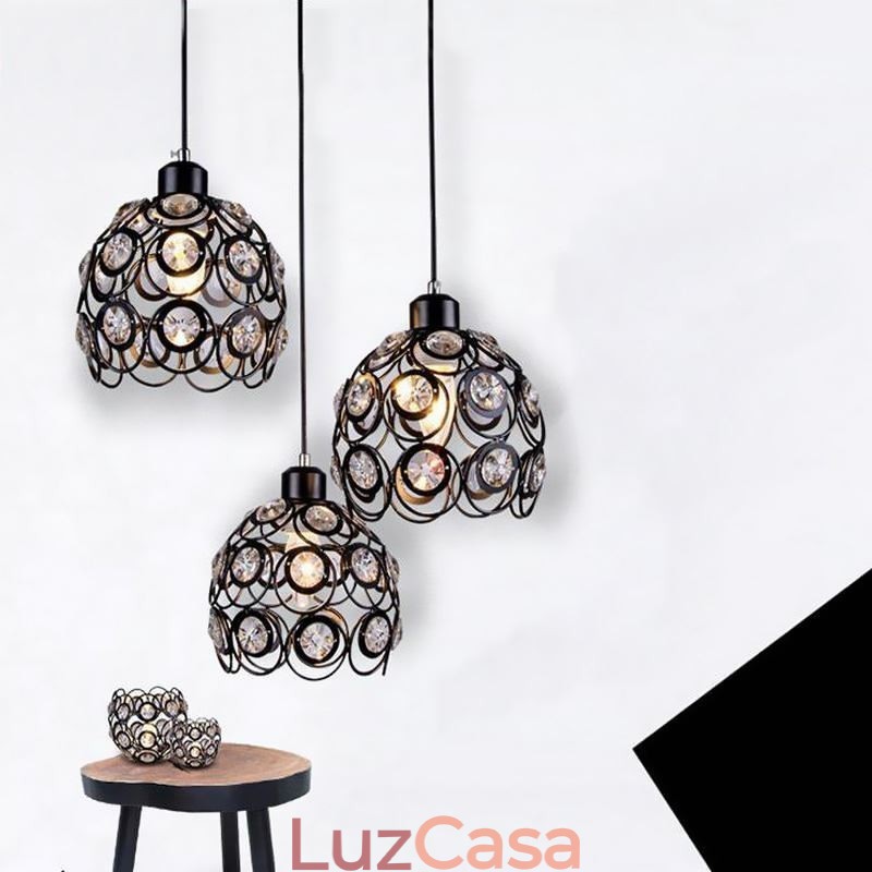 Ideias de ilha para luminária pendente de ferro com cristal oco