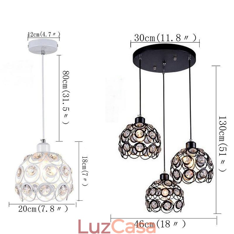 Ideias de ilha para luminária pendente de ferro com cristal oco