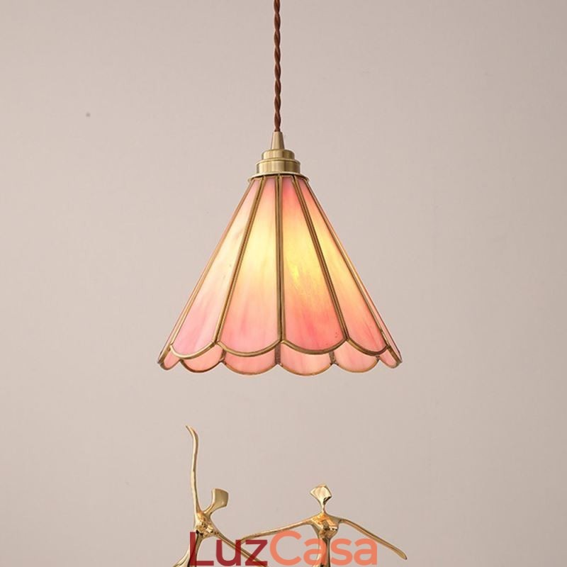 Luminária pendente de vidro estilo japonês, luminária retrô com pétalas