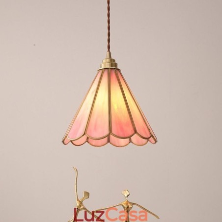 Luminária pendente de vidro estilo japonês, luminária retrô com pétalas