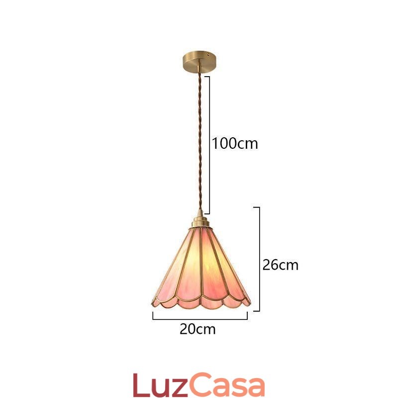 Luminária pendente de vidro estilo japonês, luminária retrô com pétalas